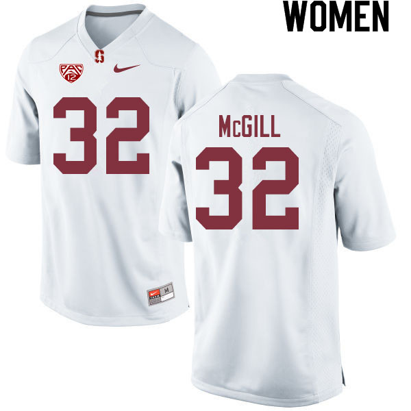 Women #32 Jonathan McGill Stanford Cardinal College Football Jerseys Sale-White - Click Image to Close